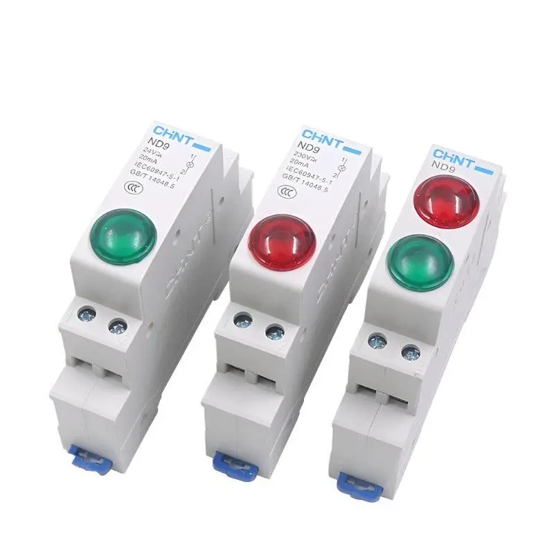 1Pc Chint Nd9 Pilot Lights Led Red Green Ac/Dc 24V 220V Modular Din Rail Lamp Indicator Light 1
