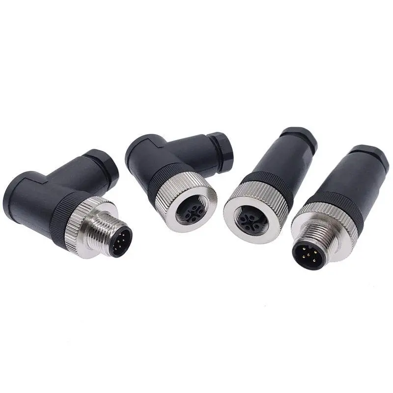 1Pc M12 Sensor Connector Waterproof Straight Angle Male Female Screw Threaded Plug Coupling 3 4 5 8 Pin 1