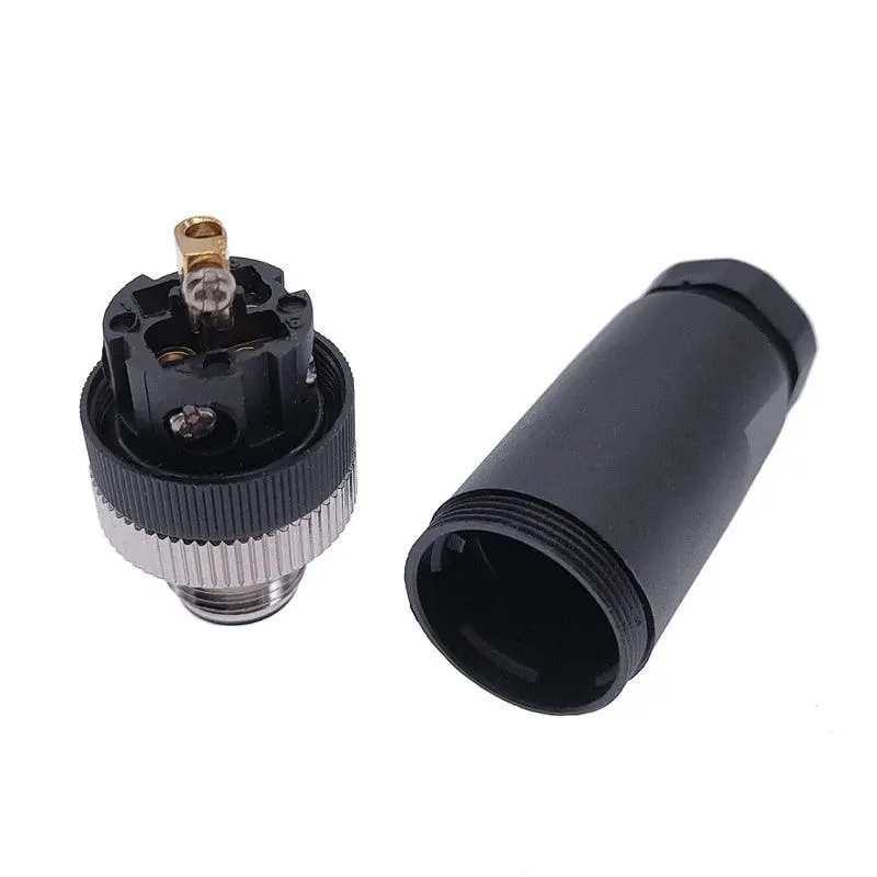 1Pc M12 Sensor Connector Waterproof Straight Angle Male Female Screw Threaded Plug Coupling 3 4 5 8 Pin 11