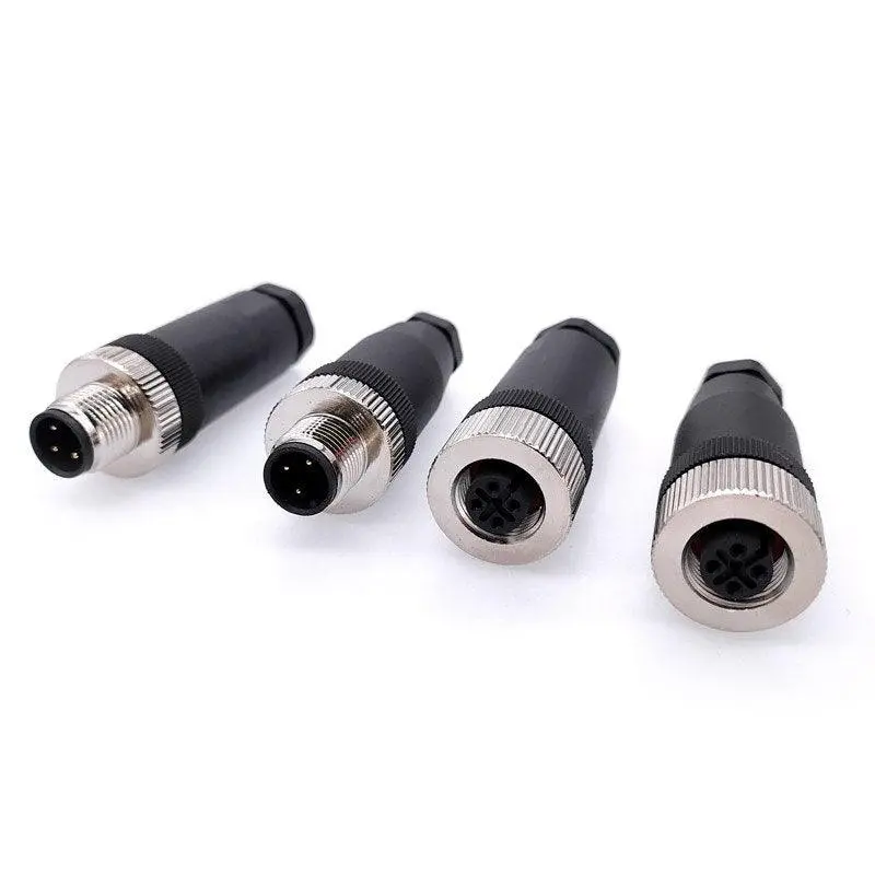 1Pc M12 Sensor Connector Waterproof Straight Angle Male Female Screw Threaded Plug Coupling 3 4 5 8 Pin 13