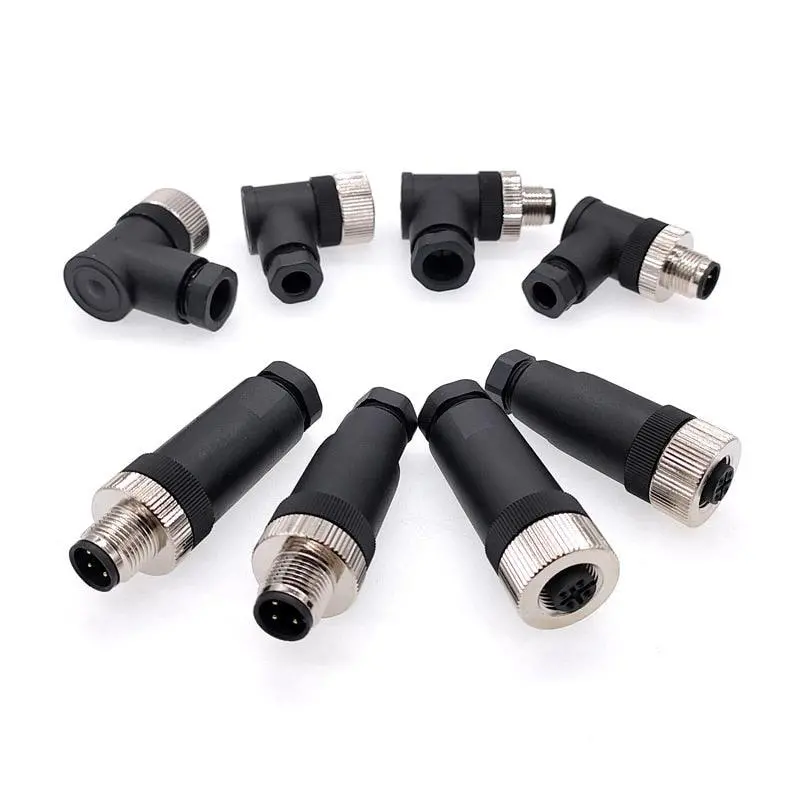 1Pc M12 Sensor Connector Waterproof Straight Angle Male Female Screw Threaded Plug Coupling 3 4 5 8 Pin 14