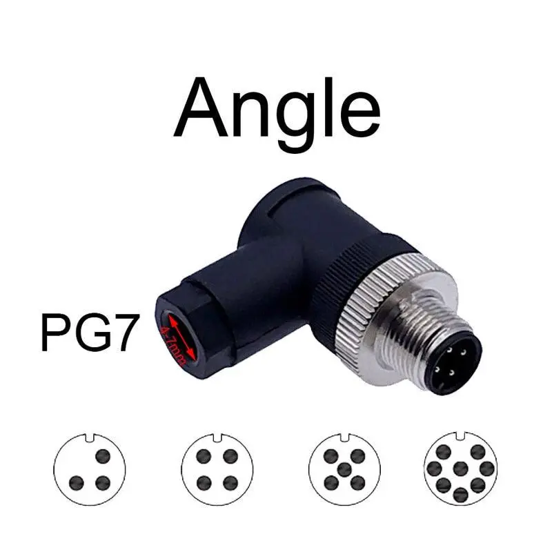 1Pc M12 Sensor Connector Waterproof Straight Angle Male Female Screw Threaded Plug Coupling 3 4 5 8 Pin 5