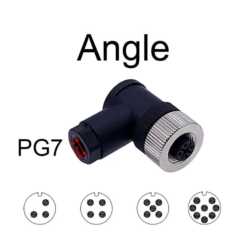 1Pc M12 Sensor Connector Waterproof Straight Angle Male Female Screw Threaded Plug Coupling 3 4 5 8 Pin 6