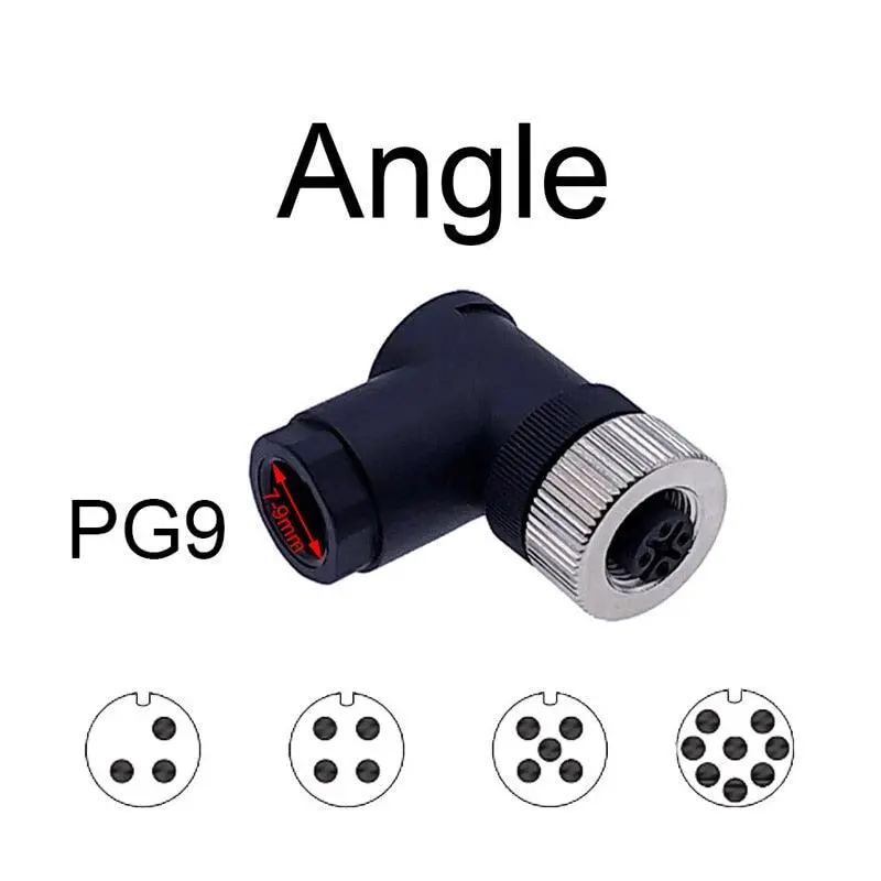 1Pc M12 Sensor Connector Waterproof Straight Angle Male Female Screw Threaded Plug Coupling 3 4 5 8 Pin 8