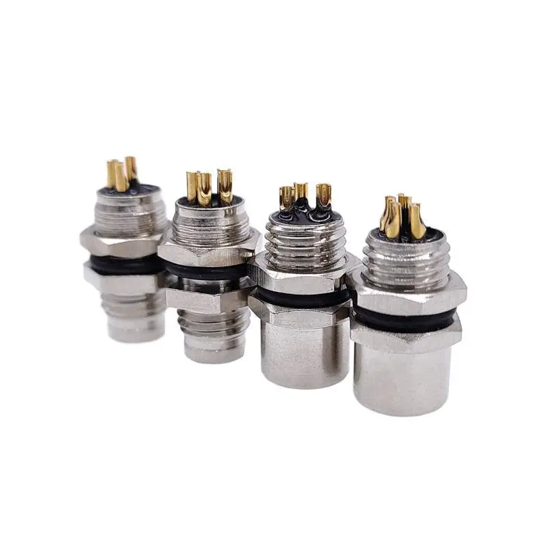 1Pc M8 Panel Back Mount Sensor Connector Flange Socket Threaded Coupling Male&Female A Type 3 4Pin 1