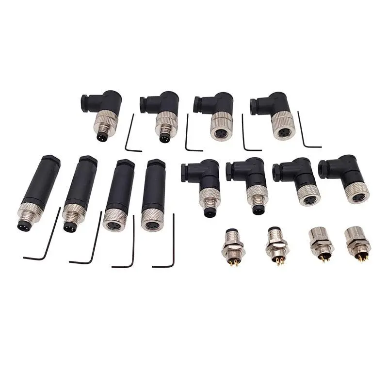 1Pc M8 Sensor Connector Waterproof Male&Female Plug Straight Angle Screw Threaded Coupling 3 4 Pin Flange Socket Back Mount 1
