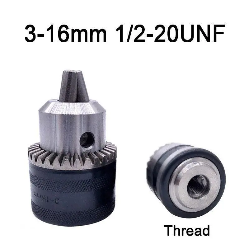 1Pcs 1-13Mm 3-16Mm B16 B18 1/2 Thread Drill Chuck Conversion Drill Chuck Wrench Into Electric Drill Keyless 3 Jaw Chuck 3