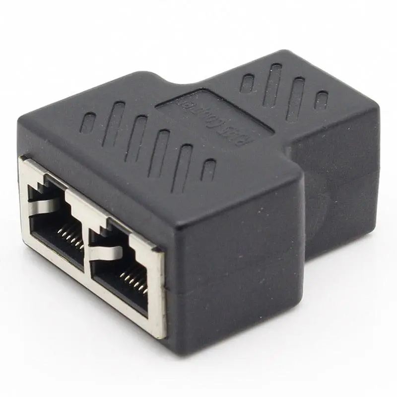 1Pcs 1 To 2 Ways Rj45 Lan Ethernet Network Cable Female Splitter Connector Adapter 1