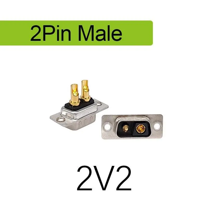 1Pcs 2W2 2V2 30A 2 Pin Gold Plated Male Female High Current Connector D-Sub Adapter Solder Type 2Pin Plug Socket High Power 5