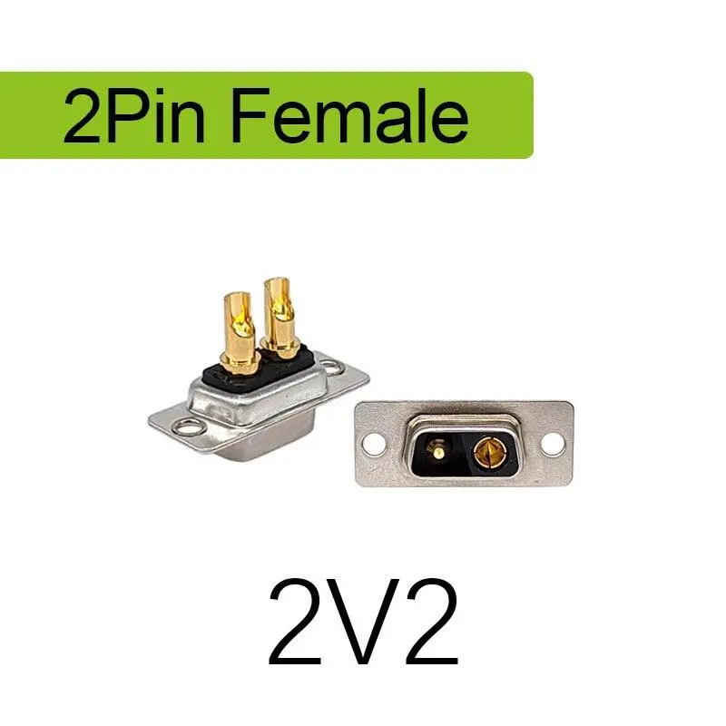 1Pcs 2W2 2V2 30A 2 Pin Gold Plated Male Female High Current Connector D-Sub Adapter Solder Type 2Pin Plug Socket High Power 6