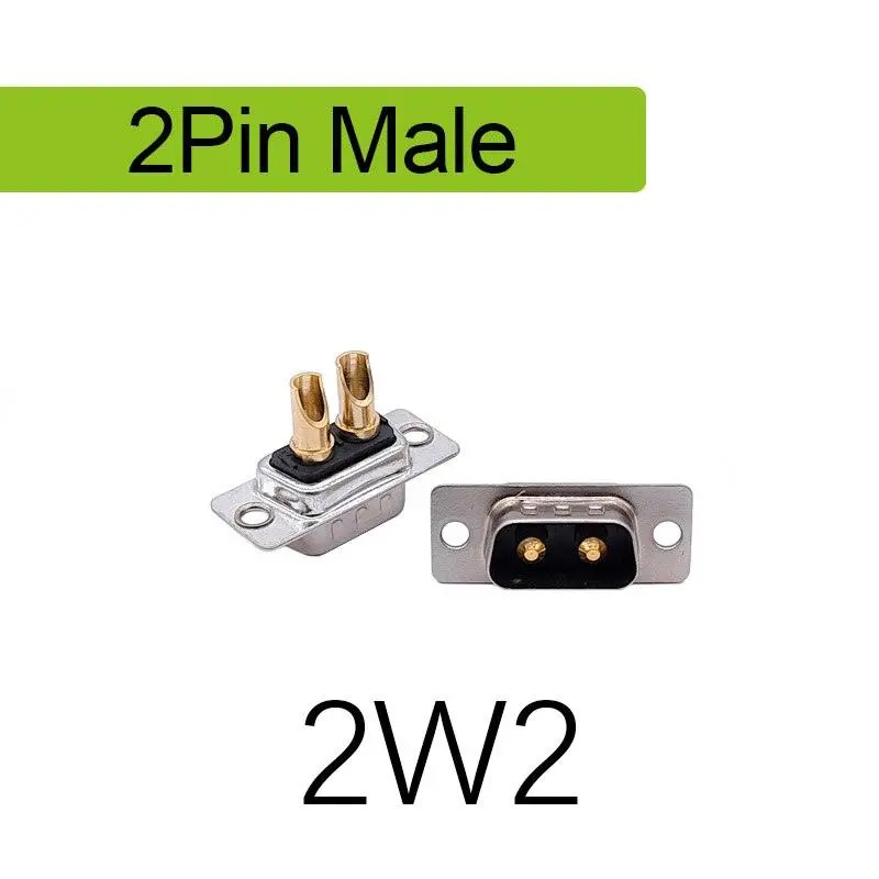 1Pcs 2W2 2V2 30A 2 Pin Gold Plated Male Female High Current Connector D-Sub Adapter Solder Type 2Pin Plug Socket High Power 3