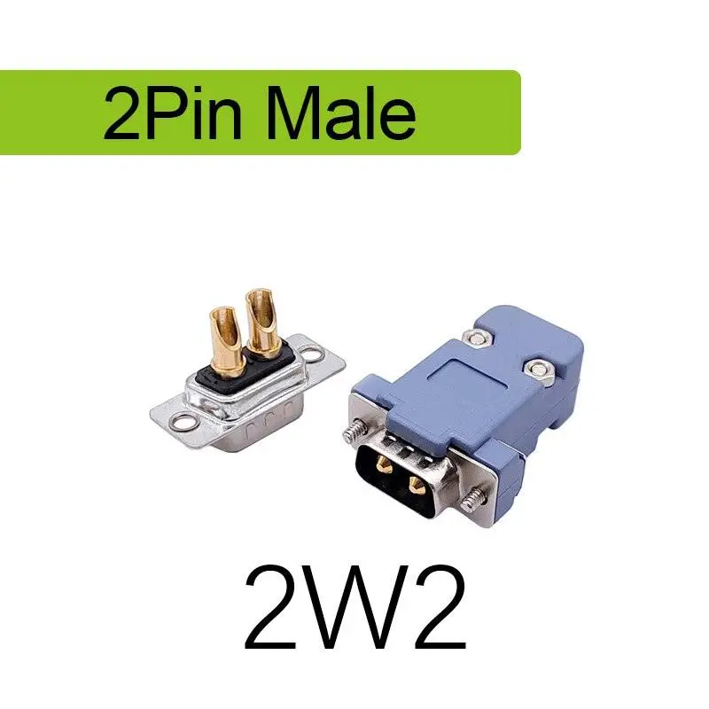 1Pcs 2W2 2V2 30A 2 Pin Gold Plated Male Female High Current Connector D-Sub Adapter Solder Type 2Pin Plug Socket High Power 4