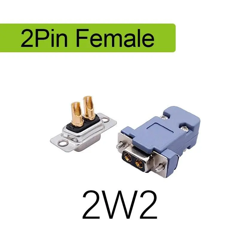 1Pcs 2W2 2V2 30A 2 Pin Gold Plated Male Female High Current Connector D-Sub Adapter Solder Type 2Pin Plug Socket High Power 6