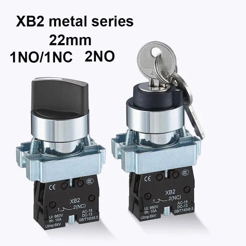 1Pcs Button Xb2 2/3 Position Knob Turn Change-Over Switch Master Switch 22 Key Button 1No1nc 1No 1Nc 2No 1