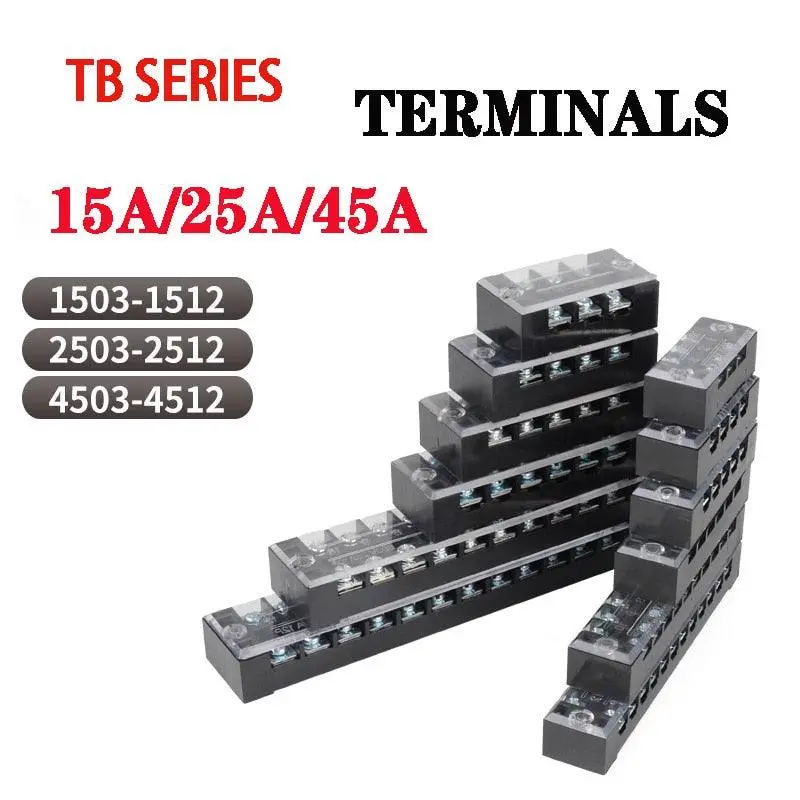1Pcs Double Row Terminal Block Fence Screw Ribbon Wire Connector 600V 15A25a45a 3/4/6/8/10/12 Optional 1