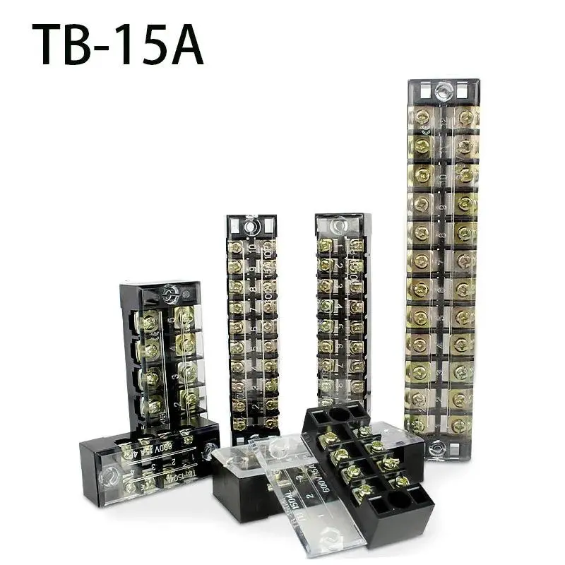 1Pcs Dual Row Barrier Screw Terminal Block Strip Wire Connector 600V 15A 3/4/6/8/10/12/15/20 Positions Optional 1