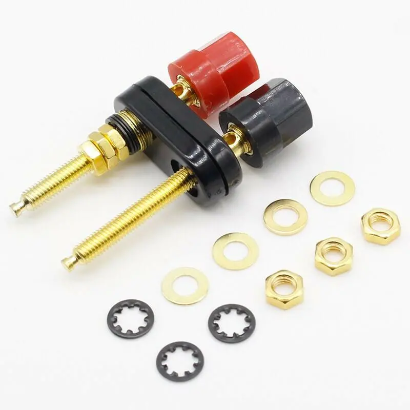 1Pcs Gold Plated Banana Plug Connector Speaker Amplifier Extended Terminal Binding Post 2
