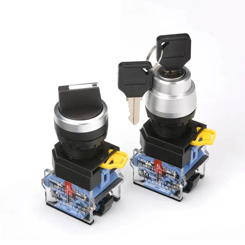 1Pcs La38-11 22Mm High-Quality Rotary Button Switch Key Button 2 Bit 3 Bit 1No 1Nc / 2No Power Control Switch 1