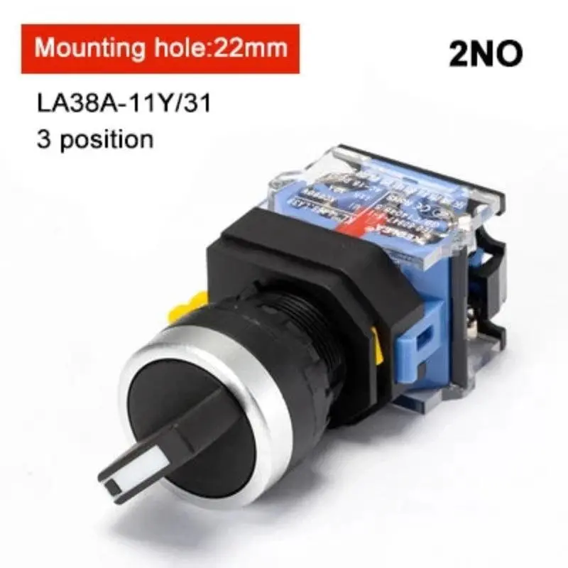 1Pcs La38-11 22Mm High-Quality Rotary Button Switch Key Button 2 Bit 3 Bit 1No 1Nc / 2No Power Control Switch 2