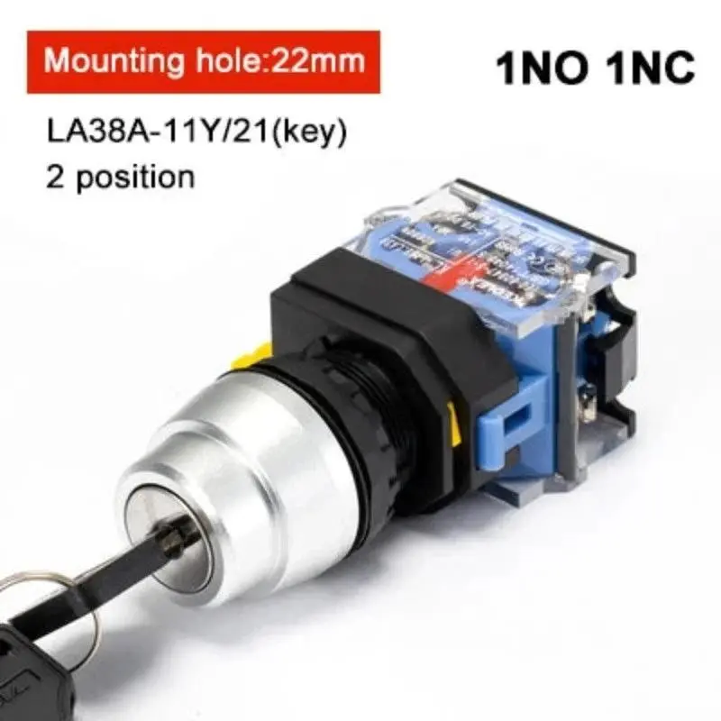 1Pcs La38-11 22Mm High-Quality Rotary Button Switch Key Button 2 Bit 3 Bit 1No 1Nc / 2No Power Control Switch 3