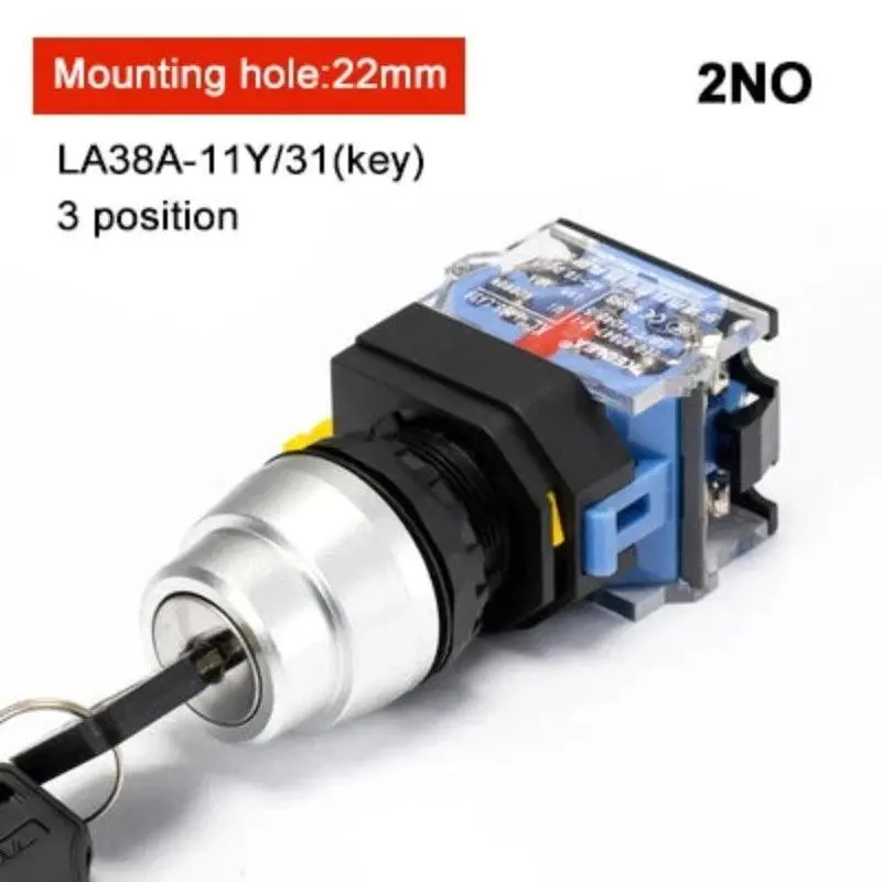 1Pcs La38-11 22Mm High-Quality Rotary Button Switch Key Button 2 Bit 3 Bit 1No 1Nc / 2No Power Control Switch 4