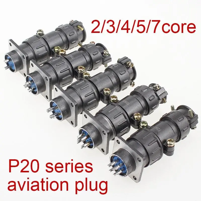 1Set Aviation Plug Socket Round Connector P20 Series 2.3.4.5.7Core Diameter 20Mm Aviation Plug 1