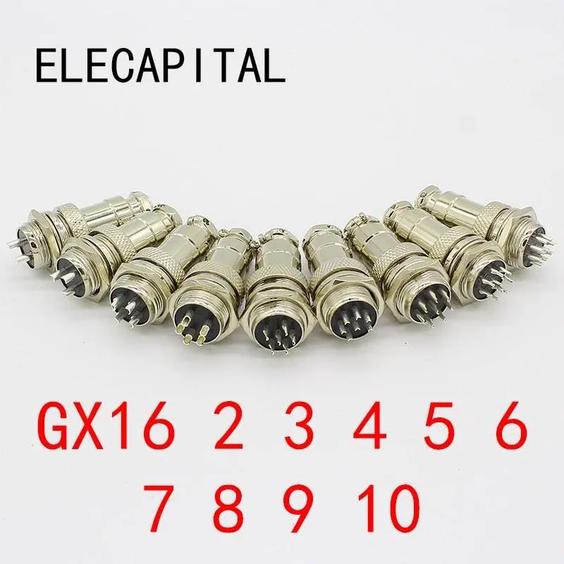 1Set Gx16-2/3/4/5/6/7/8/9 Pin Male & Female Diameter 16Mm Wire Panel Gx Connector 1