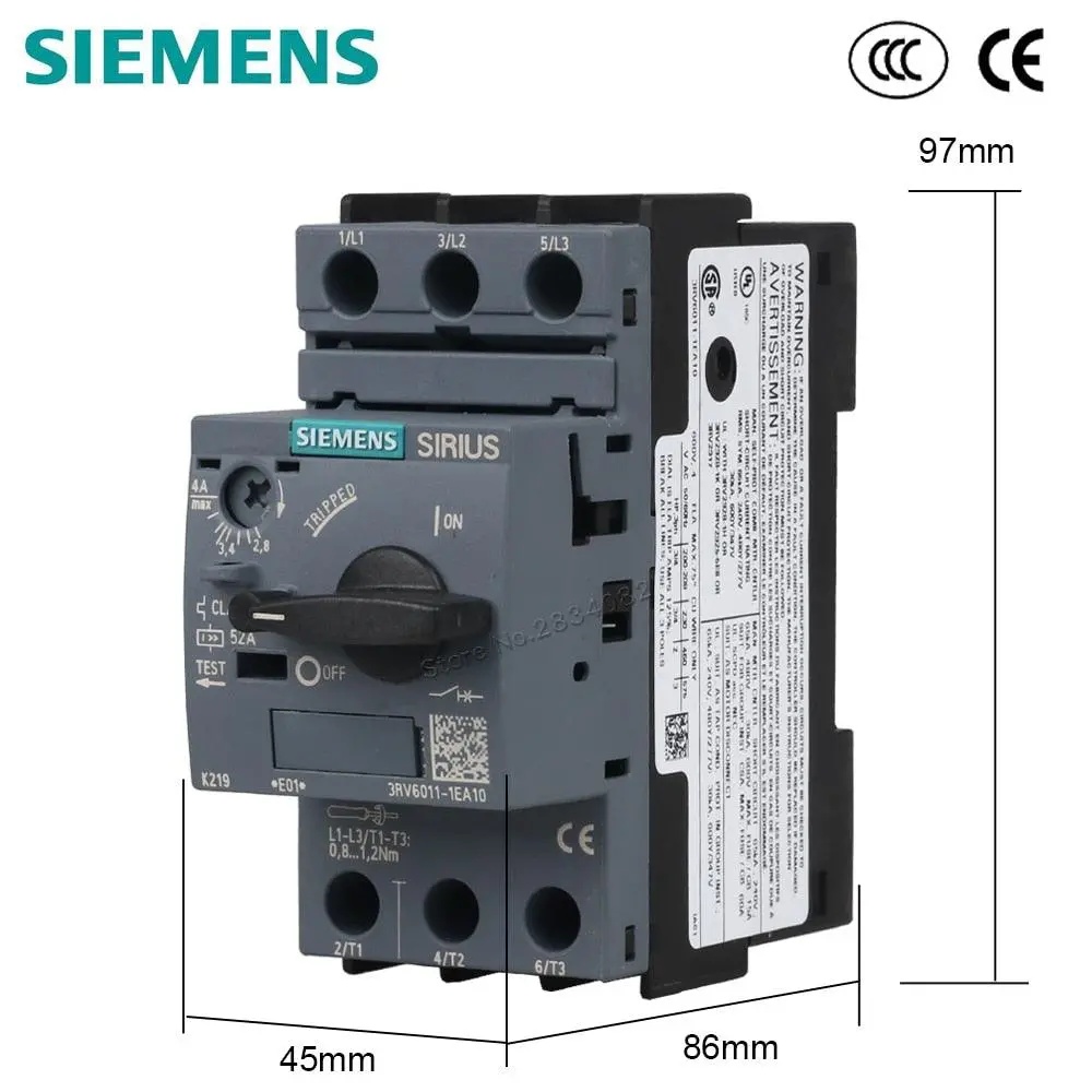 2.8-4A Motor Protective Circuit Breaker Selector Button Class 10 52A 3Rv6011-1Ea10 Siemens 1