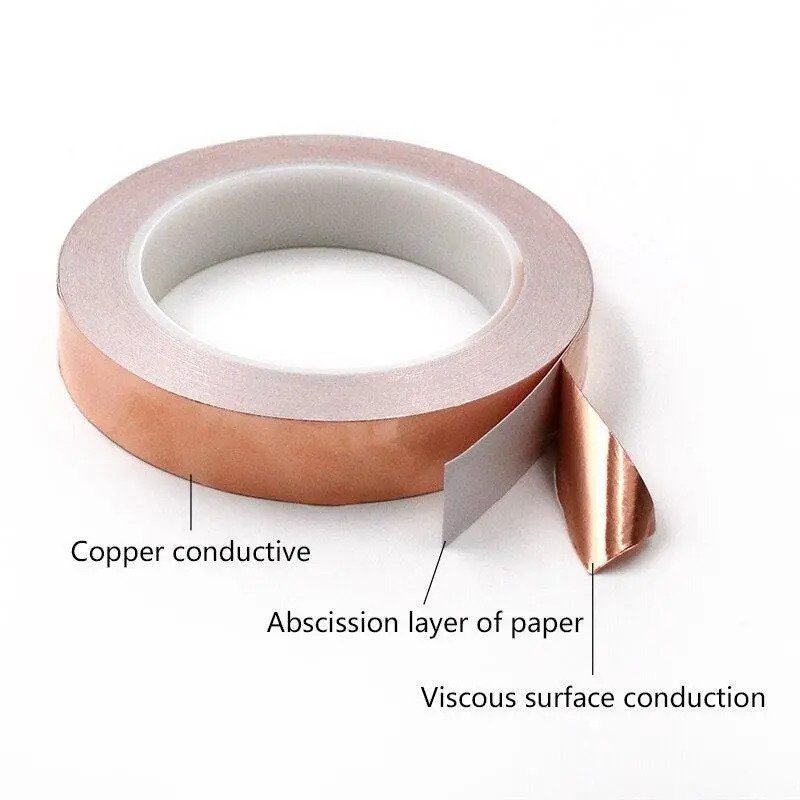20 Meters Single Side Conductive Copper Foil Tape Strip Adhesive Emi Shielding Heat Resist Tape 2Mm 3Mm 4Mm 5Mm 6Mm 8Mm 10Mm 2