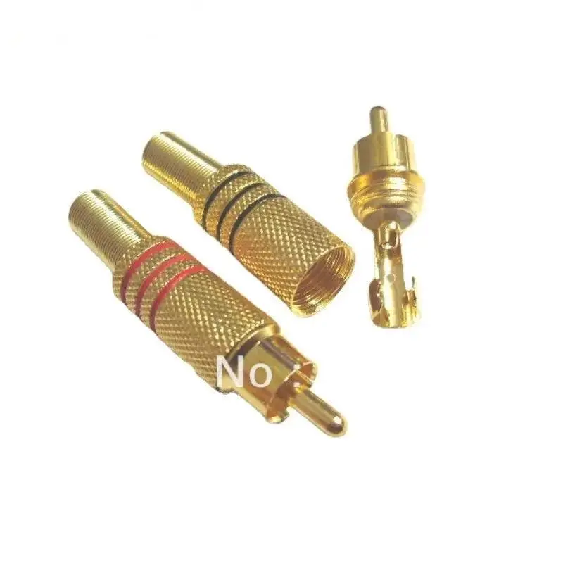 200 Pcs Gold Plated Rca Plug Audio Male Connector W Metal Spring 100Pcs Black + 100Pcs Red 1
