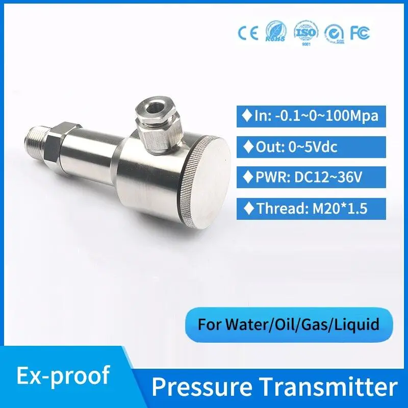 200Bar Explosion-Proof Crude Oil Pressure Transmitter 300Bar Hydraulic Fuel Tank 0-5V Absolute Pressure Sensor For Lpg 1
