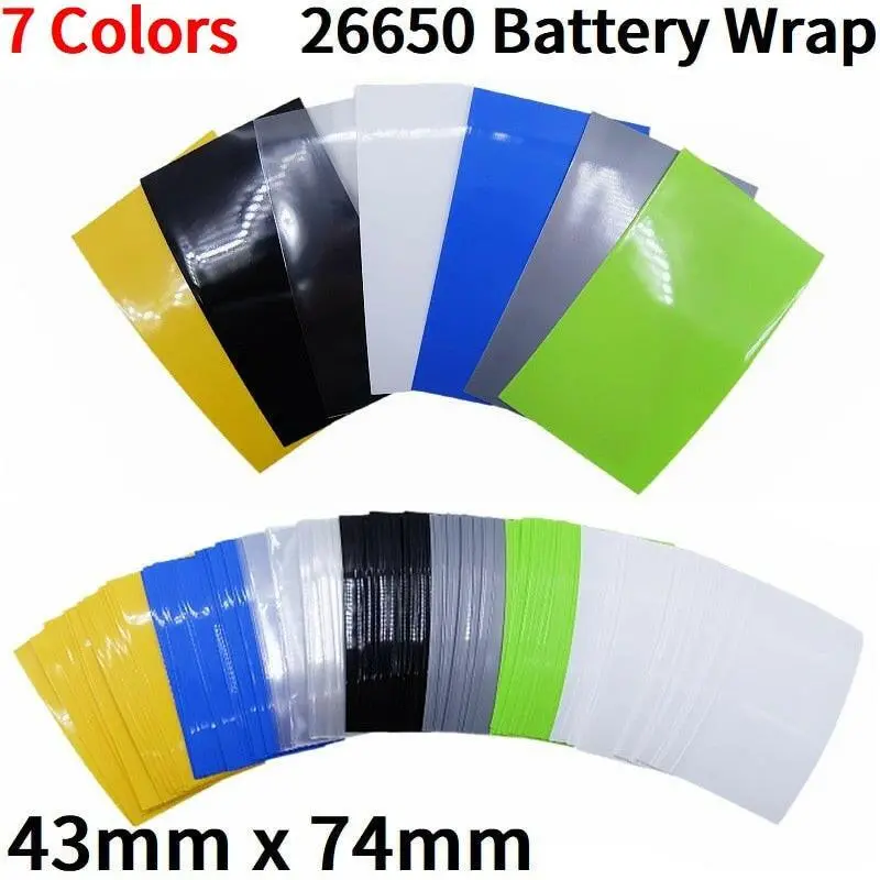 20/500Pcs 26650 Battery Film Tape Pvc Heat Shrink Tube Precut Shrinkable Sleeve Tubing Protect Pipe Cover For Batteries Wrap 1
