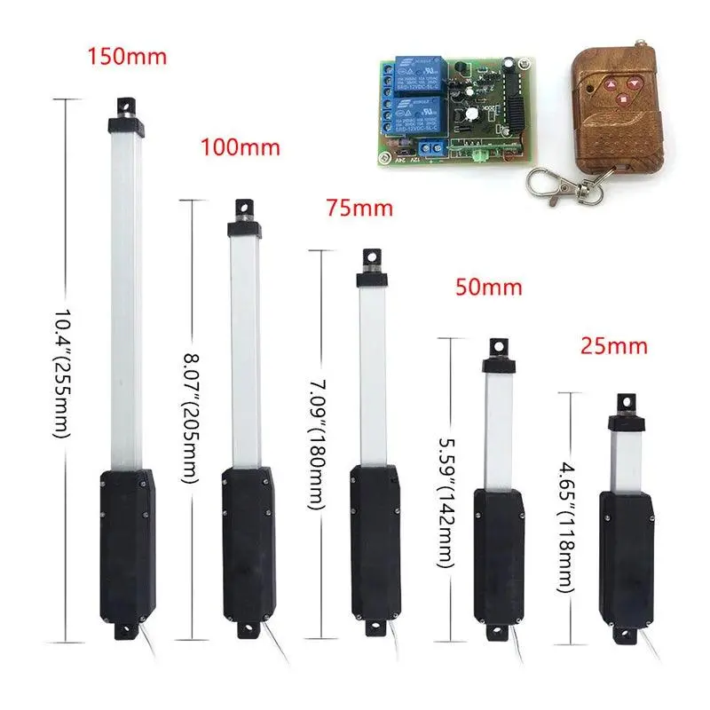 20N Linear Actuador 12V Dc Stroke 50Mm 100Mm 150Mm Electric Lineal Actuator And Remote Control Switch Pause 1