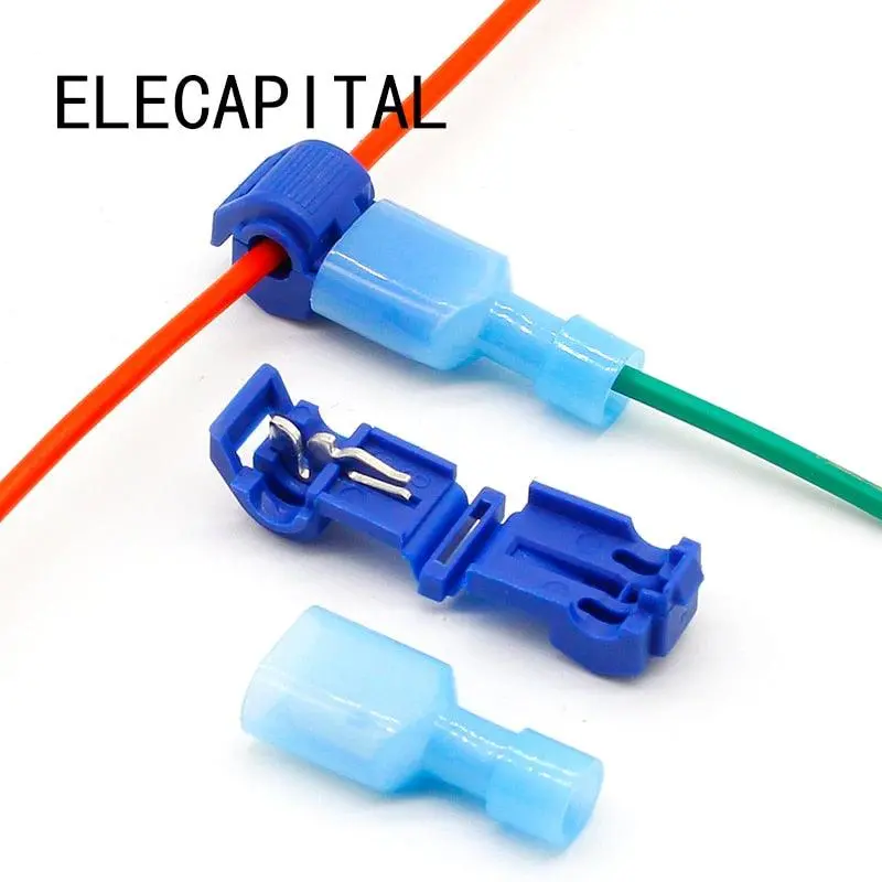 20Pcs=10Set L1 Blue T Type Quick Splice Crimp Terminal Wire Convenient Connector For 1.2-2.5Mm Line Free Shipping 1