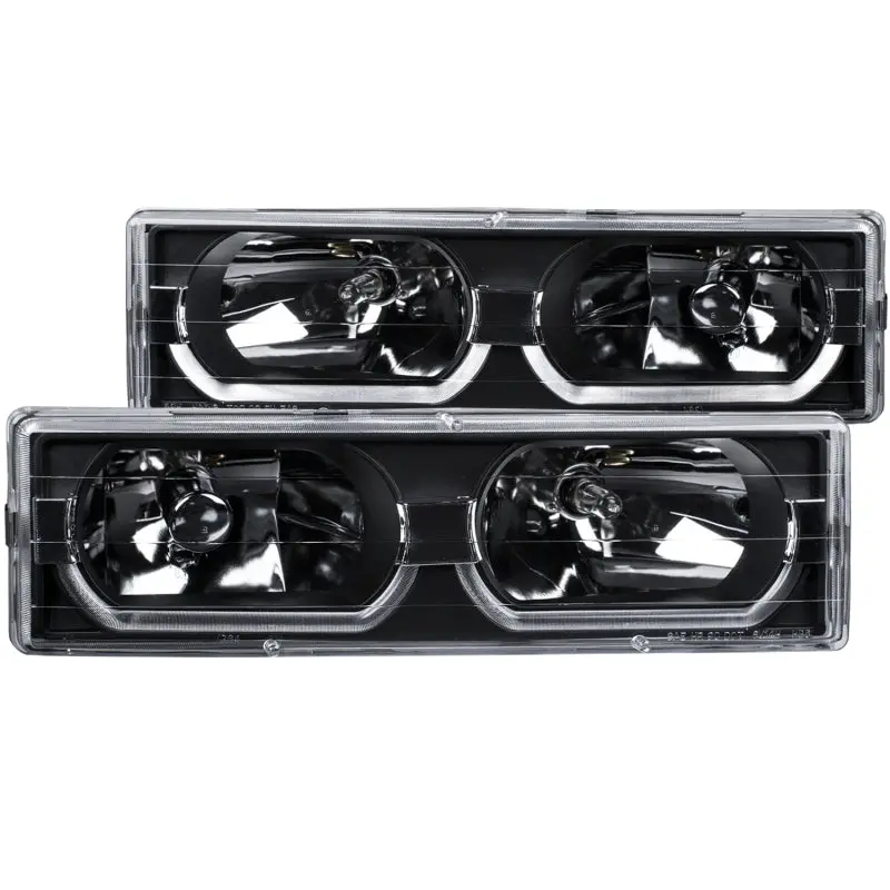Anzo 1988-1998 Chevrolet C1500 Crystal Headlights Black W/ Low - Brow 1