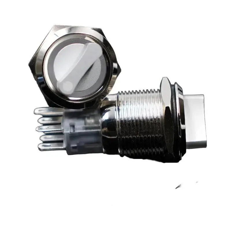 Earu- 22Mm 2 3 Position Switch Push Button Switch Dpdt Illuminated Metal Selector 1
