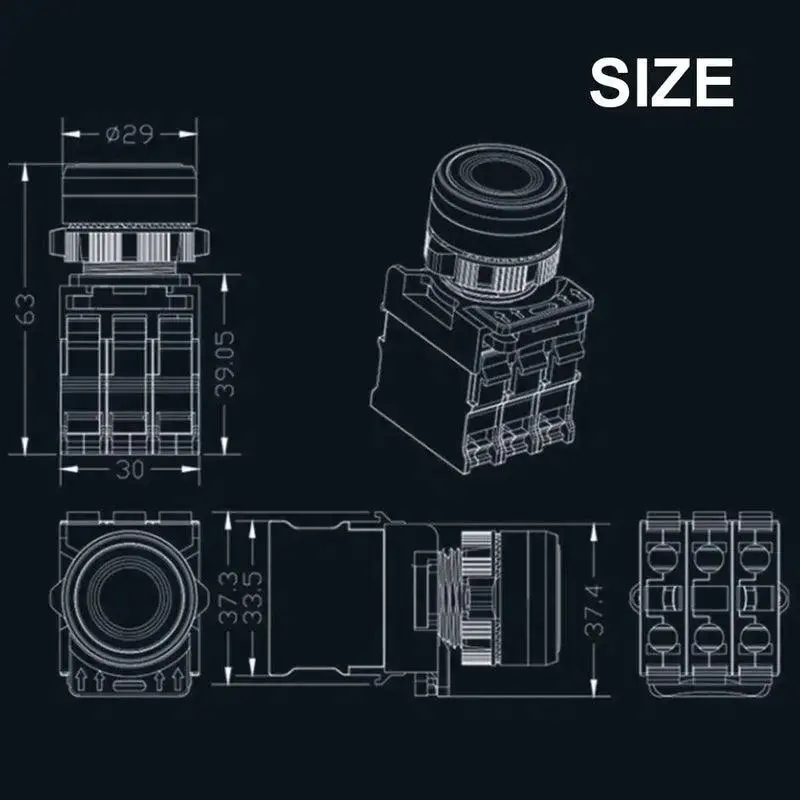 22Mm Button Switch Waterproof Momentary Self Reset Self Locking Flat Head Start Stop Arrow Symbol Power Push Button Switch 10A 4