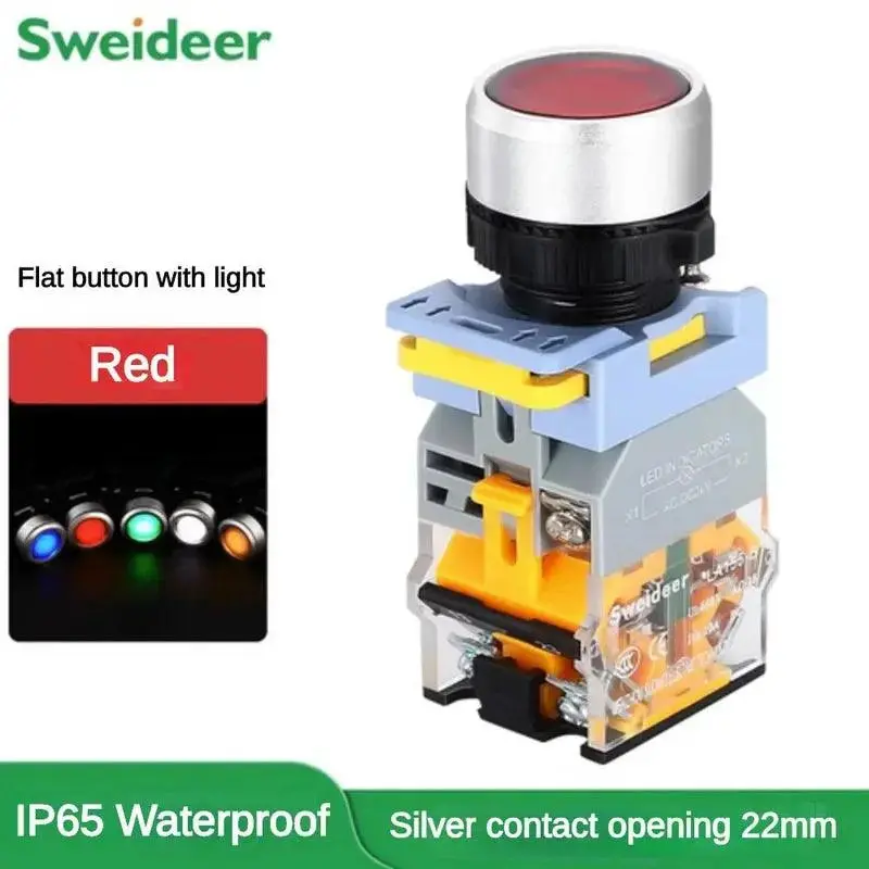 22mm Dual-Mode Illuminated Push Button – Momentary Reset + Self-Locking Options, Waterproof, 6V–380V, 2NO+2NC - Image 10