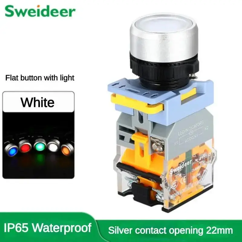 22mm Dual-Mode Illuminated Push Button – Momentary Reset + Self-Locking Options, Waterproof, 6V–380V, 2NO+2NC - Image 9