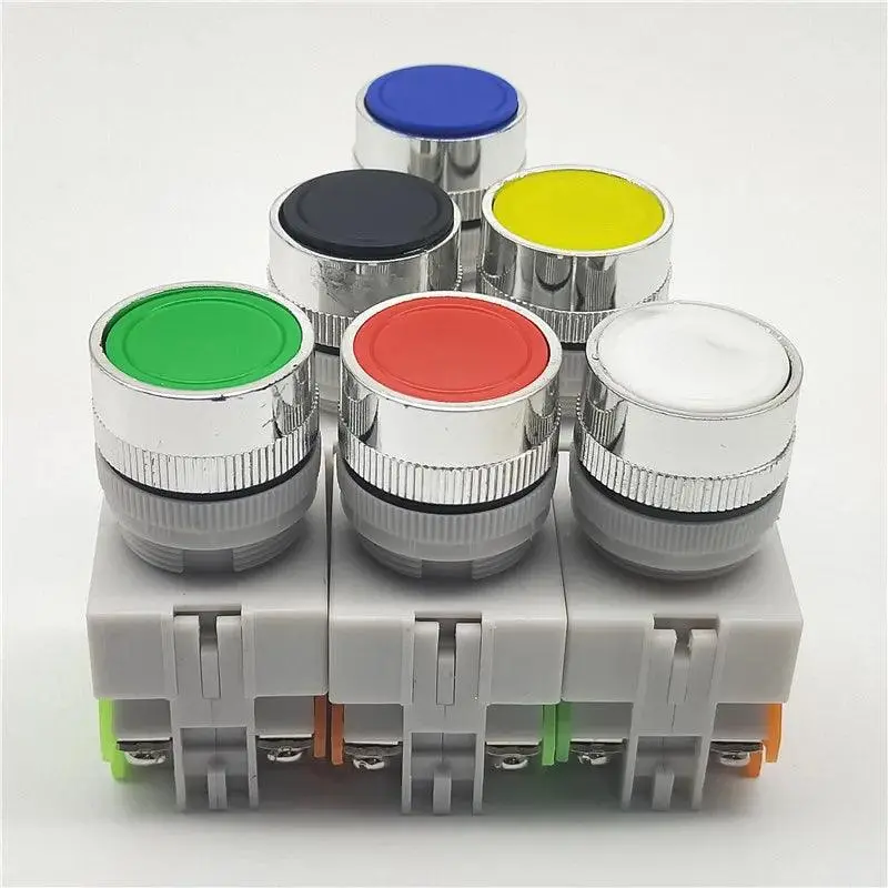 22Mm Lay37 Y090 Self-Reset Push Button Switches Red Green Blue Yellow White Black 1No 1Nc 10A250vac 1