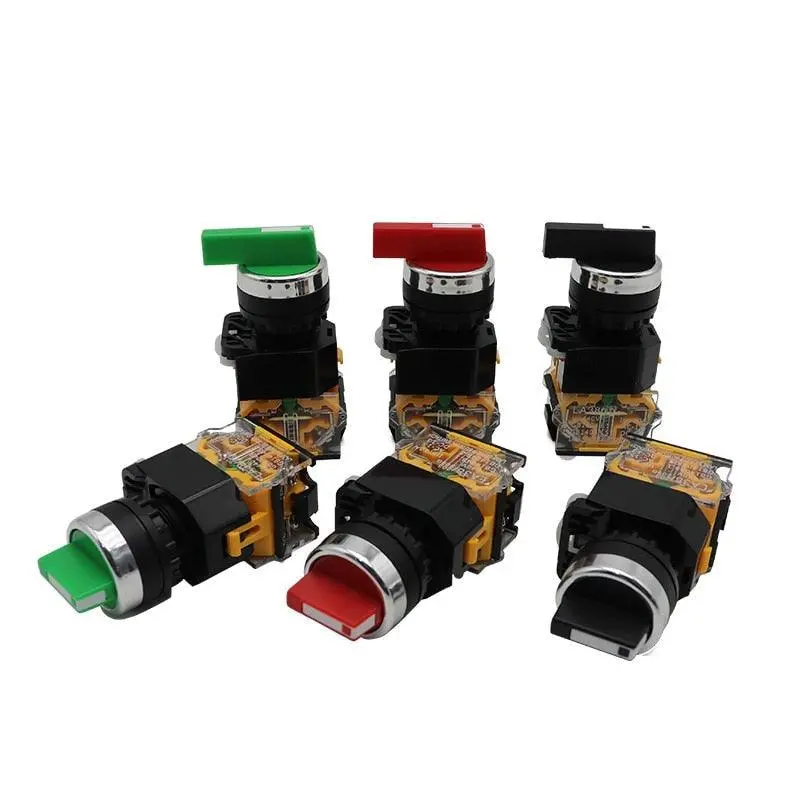 22Mm Selector Knob Rotary Switch Latching Momentary 2No 1No1nc 2 3 Position Dpst 10A 400V Power Switch On/Off Red Green Black 1