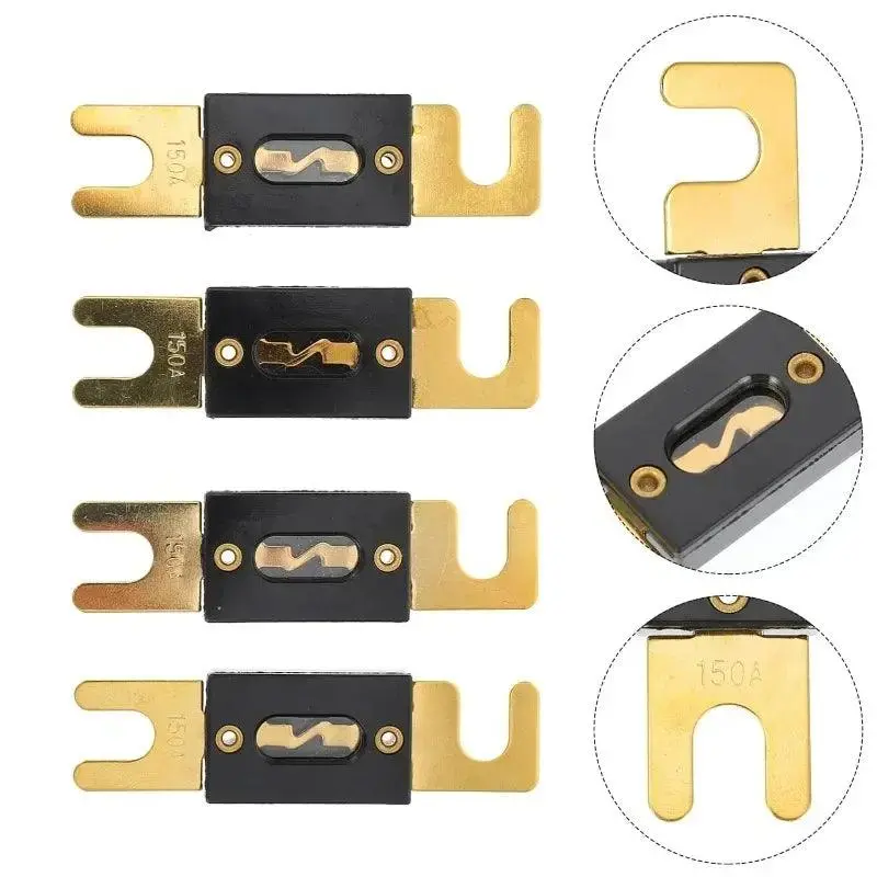 250A Fuse Chip Plated Gold Plated Anl Car Fuse Supplies Car Audio Video System Fuse Car Tools Zinc Alloy Power Supply Protection 2