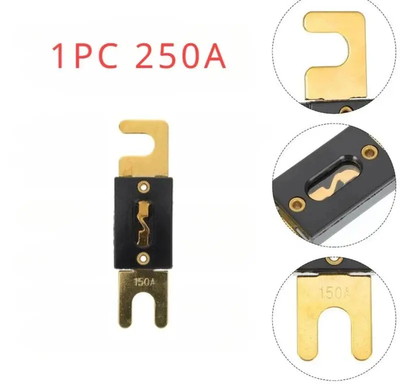250A Fuse Chip Plated Gold Plated Anl Car Fuse Supplies Car Audio Video System Fuse Car Tools Zinc Alloy Power Supply Protection 1