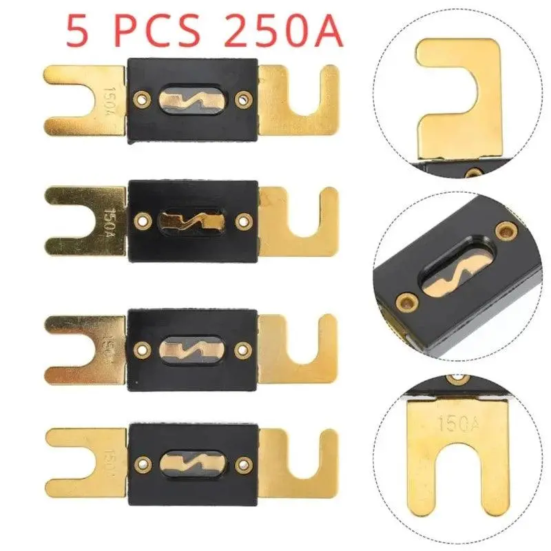 250A Fuse Chip Plated Gold Plated Anl Car Fuse Supplies Car Audio Video System Fuse Car Tools Zinc Alloy Power Supply Protection 2