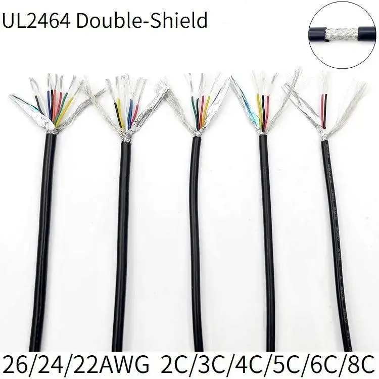 2/5/10M Ul2464 Shielded Wire Channel Audio Line | 26, 24, 22Awg/2-8Cores Optional 1