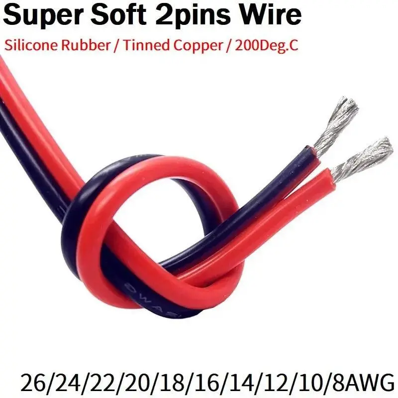 2/5/10Meter 2Pin Extension Copper Wire| 24-8 Awg Optional 1