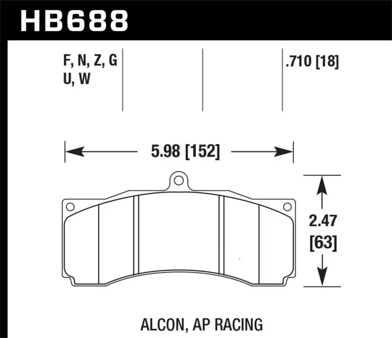 Hawk Ap Racing / Stoptech / Alcon Dtc-60 Race Brake Pads 1