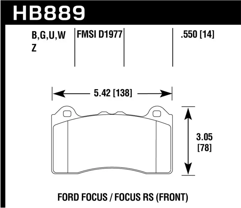Hawk 2017 Ford Focus Dtc-60 Race Front Brake Pads 1