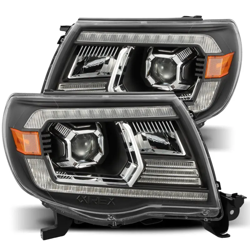 Alpharex 05-11 Toyota Tacoma Luxx Led Projector Headlights Plank Style Black W/Activ Light And Drl 1