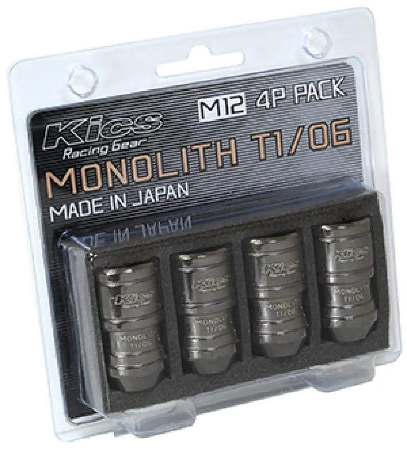 Project Kics 12 X 1.25 Glorious Black T1/06 Monolith Lug Nuts - 4 Pcs 1